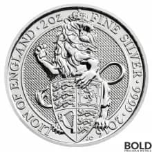 2016 Silver Great Britain Queen's Beasts (The Lion) - 2 oz-Impaired