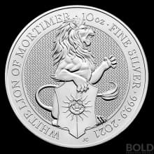 2021 Silver Great Britain Queen's Beasts (The White Lion) - 10 oz