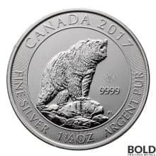 2017 Silver 1.5 oz Canadian Grizzly Bear *Spotted
