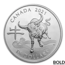 2021 Canada $15 Lunar Year of the Ox 1 oz Silver Proof