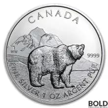 2011 Canada Wildlife Grizzly Bear 1 oz Silver BU