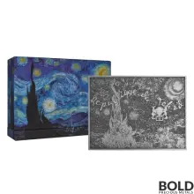 2022 Silver 2 oz Chad Van Gogh: Starry Night Colored High Relief Coin (Bi-Metal)