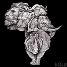 2022 Chad Big Five Africa Silver 5 oz Shaped Coin