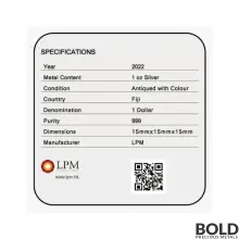 2022 Silver 1 oz Fiji Tiger Dice Coin