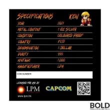 2021 Fiji Street Fighter Mini-Fighters Ken 1 oz Silver Proof