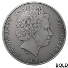 2021 New Zealand Kiwi 2 oz Silver Colored Antique Proof