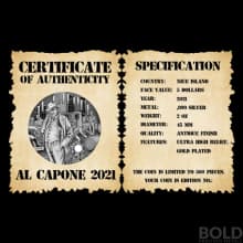 2021 Niue Gangsters Al Capone 2 oz Silver Antiqued UHR
