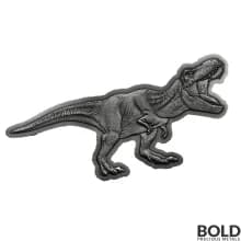 2021 Niue Jurassic World T-Rex Shaped 2 oz Silver Antiqued