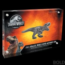 2021 Niue Jurassic World T-Rex Shaped 2 oz Silver Antiqued