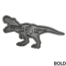 2021 Niue Jurassic World T-Rex Shaped 2 oz Silver Antiqued