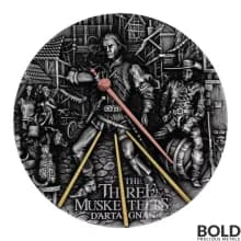 2022 Silver 2 oz Niue Three Musketeers: D´Artagnan HR Antiqued Coin