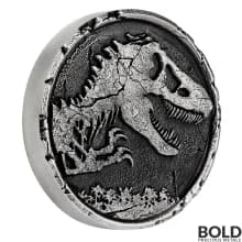 2021 Niue Jurassic World 2 oz Silver HR Antiqued Cracked