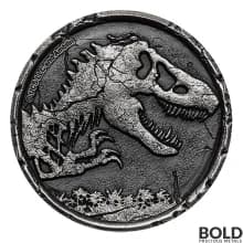 2021 Niue Jurassic World 2 oz Silver HR Antiqued Cracked