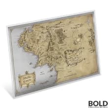2021 Niue Lord Of The Rings Middle Earth Map 35g Silver Foil