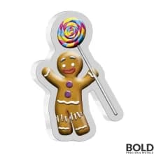 2021 Niue Shrek Gingerbread Man Shaped 1 oz Silver Colored Proof