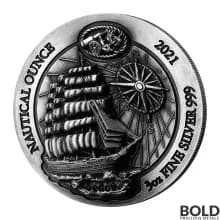 2021 Rwanda Nautical Ounce Sedov 3 oz Silver HR Antiqued