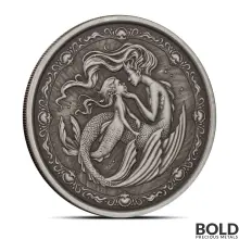 2023 1 oz Samoa Mermaid Mother & Daughter Silver Coin (Antiqued)