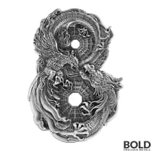 2021 Tokelau Figure 8 Dragon & Phoenix Antiqued 3 oz Silver HR