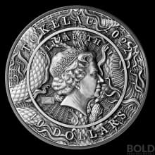 2022 Tokelau Auspicious Dragon Zodiac Pairings: Chinese Dragon & Tiger 2 oz Silver Antiqued HR