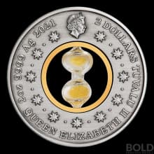 2021 Tuvalu Hourglass 2 oz Silver Antiqued