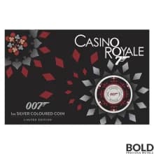 2023 1 oz Tuvalu James Bond Casino Royale Chip Colored Silver Coin (In Card)