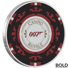 2023 1 oz Tuvalu James Bond Casino Royale Chip Colored Silver Coin (In Card)