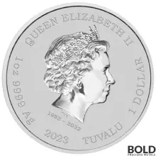 2023 Silver 1 oz Tuvalu James Bond Casino Royale Chip BU