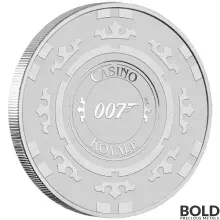2023 Silver 1 oz Tuvalu James Bond Casino Royale Chip BU