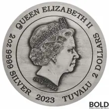 2023 Silver 2 oz Tuvalu The Phantom Antiqued Colored Coin