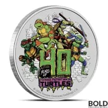 2024 1 oz Teenage Mutant Ninja Turtles 40th Anniversary Silver Coin (Colored - In Card)