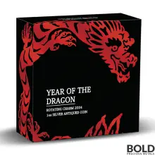 2024 1 oz Tuvalu Rotating Charm Lunar Dragon Silver Coin (Antiqued)