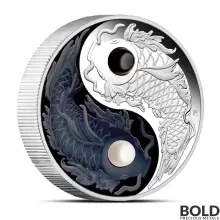 2024 5 oz Tuvalu Yin Yang Koi Silver Coin (Proof Colored)