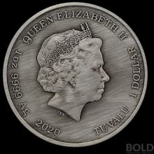 2020 Tuvalu Gods of Olympus: Zeus 1 oz Silver Antiqued