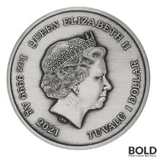 2021 Tuvalu Gods of Olympus: Hades 1 oz Silver Antiqued