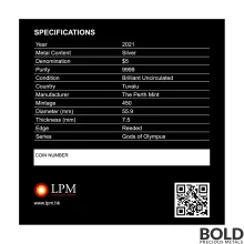 2021 Tuvalu Gods of Olympus: Poseidon 5 oz Silver BU