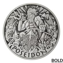 2021 Tuvalu Gods of Olympus: Poseidon 1 oz Silver Antiqued