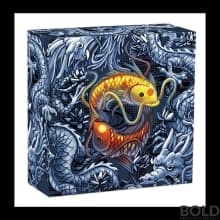 2021 Tuvalu Double Dragon Yin Yang Koi Color Antique 2 oz Silver