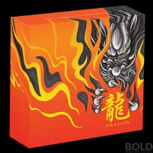 2019 Tuvalu Dragon Antiqued Colored Proof 5 oz Silver