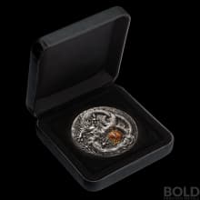 2019 Tuvalu Dragon Antiqued Colored Proof 5 oz Silver