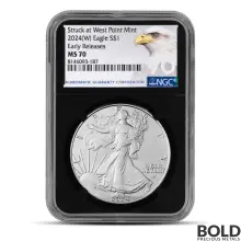 2024 (W) 1 oz America Silver Eagle Coin NGC MS70 (ER, Black Core)