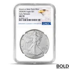 2024-W 1 oz America Silver Eagle Coin NGC MS70 (Early Release Eagle Label)
