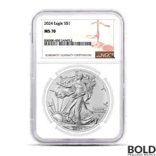 2024-W 1 oz America Silver Eagle Coin MS70 NGC (Brown Label)