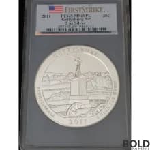 2011 Silver 5 oz ATB Gettysburg NP First Strike PCGS MS69 PL