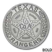 Intaglio Texas Ranger Badge Silver Antiqued Round - 1 oz