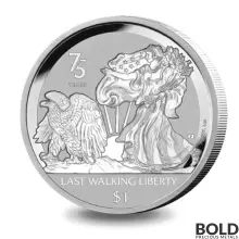 2022 BVI Walking Liberty 75th Anniversary 1 oz Silver Reverse Frosted Coin