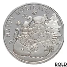Silver - 1 oz Christmas Round (Snowman Happy Holidays)