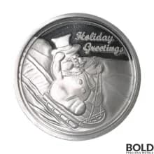 Silver - 1 oz Christmas Round (Snowman On Sled)