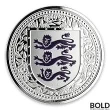 2018 Gibraltar Royal Arms of England Silver 1 oz Proof (Purple Colored)