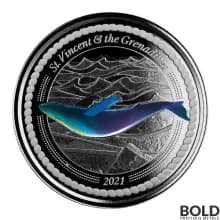 2021 EC8 St Vincent Grenadines Humpback Whale 1 oz Silver Proof (Colored)