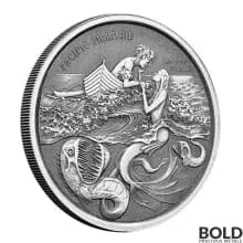 2021 Samoa: Pacific Mermaid 1 oz Silver Antiqued